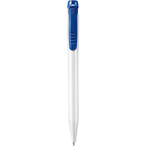 Kugelschreiber Pier Hardcolour , weiss / dunkelblau, ABS, 13,60cm (Länge), Bild 1