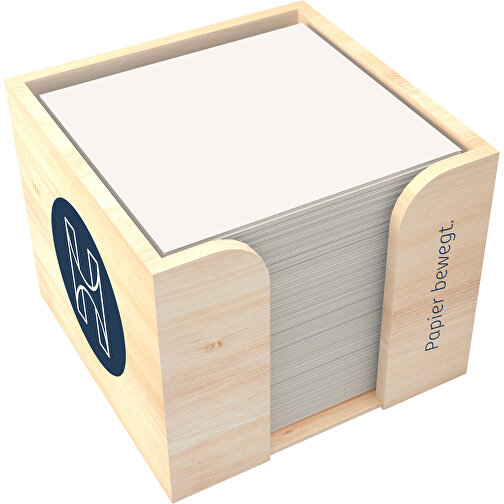 Holzbox 'Natura Green' 10 X 10 X 8,5 Cm , weiss, Box: Kiefernholz, Füllung: 90 g/m² Matt oberflächengeleimt weiss Recycling-Offset aus 100 % Altpapier, FSC möglich, 10,00cm x 8,50cm x 10,00cm (Länge x Höhe x Breite), Bild 1