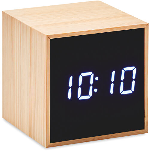 Mara Clock , holzfarben, Bambus, 6,00cm x 6,00cm x 6,00cm (Länge x Höhe x Breite), Bild 1