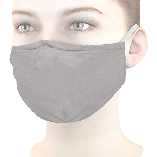 Mund-Nasen-Maske Deluxe , hellgrau, Polyester, 21,00cm x 12,00cm (Länge x Breite), Bild 1