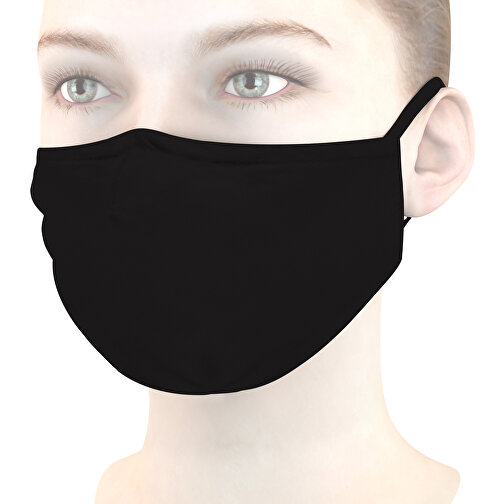 Mund-Nasen-Maske Deluxe , schwarz, Polyester, 21,00cm x 12,00cm (Länge x Breite), Bild 1