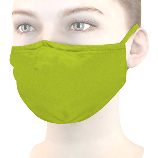 Mund-Nasen-Maske Deluxe , grüngelb, Polyester, 21,00cm x 12,00cm (Länge x Breite), Bild 1