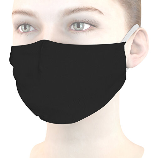 Mund-Nasen-Maske Deluxe , schwarz, Baumwolle, 21,00cm x 12,00cm (Länge x Breite), Bild 1
