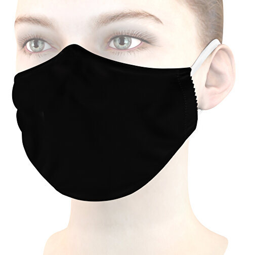 Mikrofaser-Kindermaske Mit Nasenbügel , schwarz, 70% Polyester, 30% Polyamid, 17,00cm x 6,00cm (Länge x Breite), Bild 1