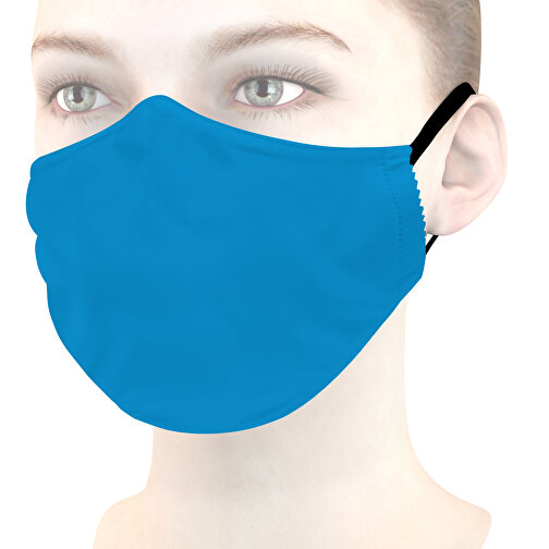 Mikrofaser-Kindermaske Mit Nasenbügel , hellblau, 70% Polyester, 30% Polyamid, 17,00cm x 6,00cm (Länge x Breite), Bild 1