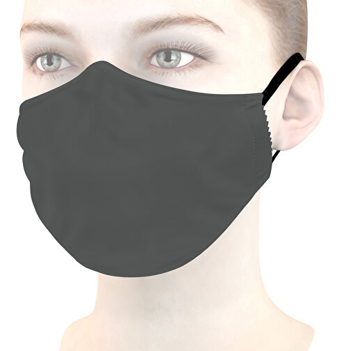Mikrofaser-Gesichtsmaske Mit Nasenbügel , dunkelgrau, 70% Polyester, 30% Polyamid, 18,00cm x 8,00cm (Länge x Breite), Bild 1