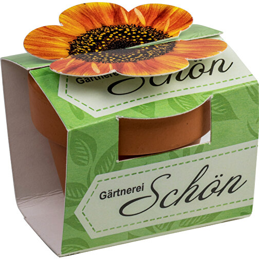 Tontöpfchen-Blume Mit Samen - Ringelblume , individuell, Saatgut,Papier,Ton,Erde, 4,00cm (Höhe), Bild 2