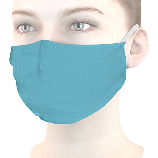 Mund-Nasen-Maske Deluxe , aquablau, Baumwolle, 21,00cm x 12,00cm (Länge x Breite), Bild 1