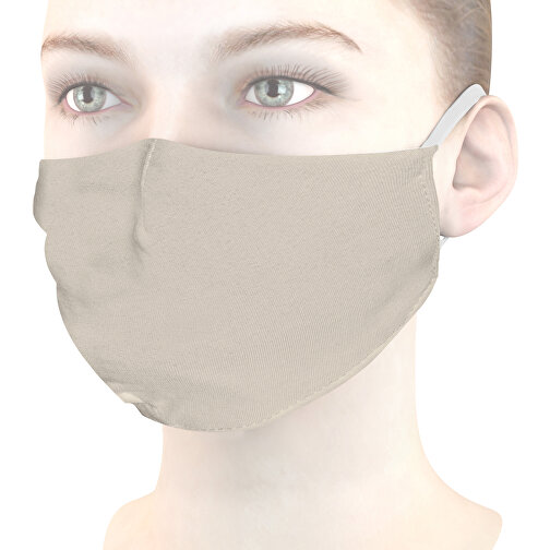 Mund-Nasen-Maske Deluxe , beige, Baumwolle, 21,00cm x 12,00cm (Länge x Breite), Bild 1