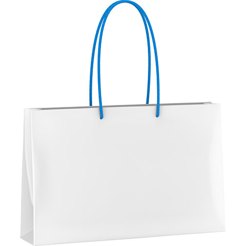 Tragetasche Classic 6 Mit Kunststoffkordeln , blau/weiß, White Chrom Papier, 37,00cm x 24,00cm x 9,00cm (Länge x Höhe x Breite), Bild 1