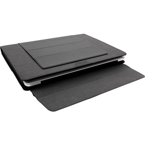 Fiko 2-in-1 Laptop-Sleeve Und Arbeitsplatz , schwarz, Polyester, PU, 36,90cm x 3,00cm x 28,00cm (Länge x Höhe x Breite), Bild 2