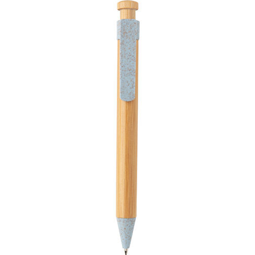 Bambus Stift Mit Wheatstraw-Clip, Blau , blau, Bambus, 13,80cm (Höhe), Bild 3