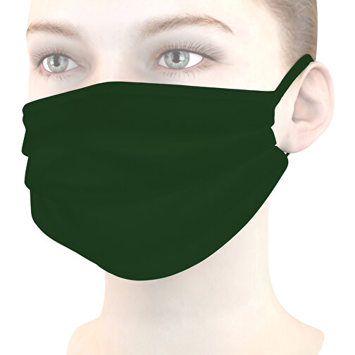 Mund-Nasen-Maske , dunkelgrün, Baumwolle, 11,00cm x 9,00cm (Länge x Breite), Bild 1