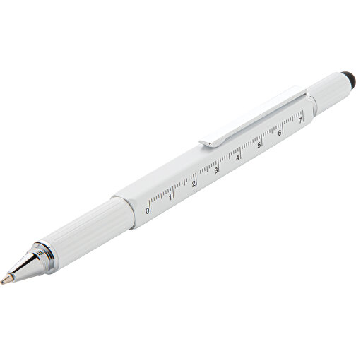 5-in-1 Aluminium Tool-Stift, Weiß , weiß, Aluminium, 15,00cm (Höhe), Bild 1
