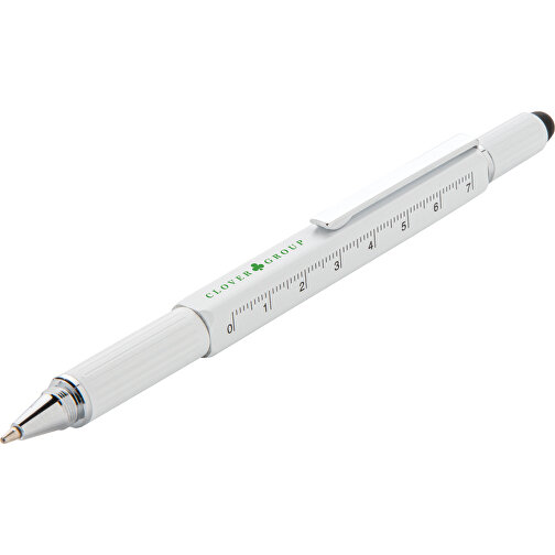 5-in-1 Aluminium Tool-Stift, Weiß , weiß, Aluminium, 15,00cm (Höhe), Bild 9
