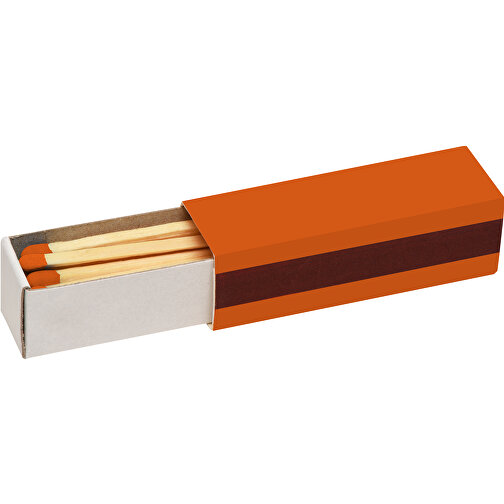 Streichholzschachtel 5,6 X 1,7 X 1,7 Cm , orange/weiß, Holz, Karton, 5,60cm x 1,70cm x 1,70cm (Länge x Höhe x Breite), Bild 1