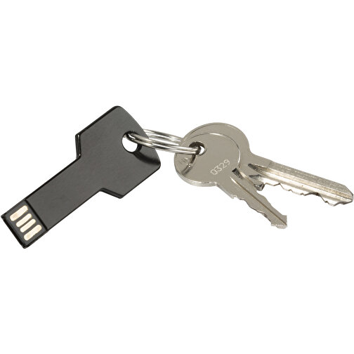 USB-Stick Schlüssel 2.0 128GB , Promo Effects MB , schwarz MB , 131 GB , Metall MB , 3 - 10 MB/s MB , 5,70cm x 2,40cm (Länge x Breite), Bild 2