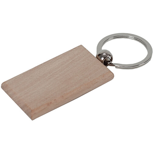 Schlüsselring Holz Rechteckig , holz, Birkenholz & Metall, 9,00cm x 1,00cm x 3,00cm (Länge x Höhe x Breite), Bild 1