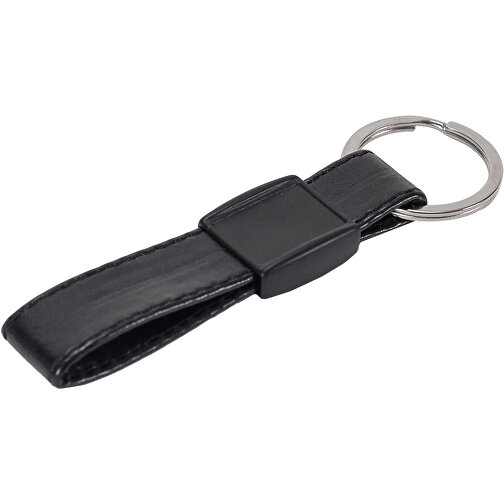 Schlüsselring Metall, Echtes Leder , schwarz, Metall & Leder, 10,00cm x 0,80cm x 2,00cm (Länge x Höhe x Breite), Bild 1