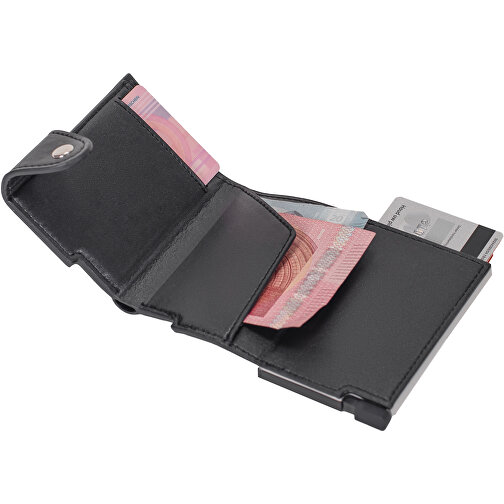 Kartenetui Mit RFID-Schutz , schwarz / schwarz, Bamboo & R-PET, 7,20cm x 9,80cm x 2,20cm (Länge x Höhe x Breite), Bild 1