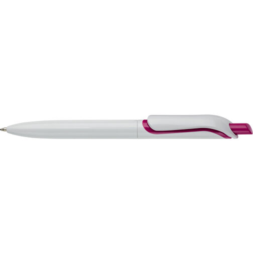 Kugelschreiber Modell Click Shadow - Hergestellt In Deutschland , weiß / dunkelrosa, ABS, 14,30cm (Länge), Bild 3