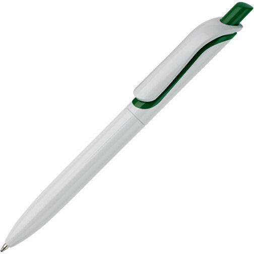 Kugelschreiber Modell Click Shadow - Hergestellt In Deutschland , weiß / dunkelgrün, ABS, 14,30cm (Länge), Bild 2