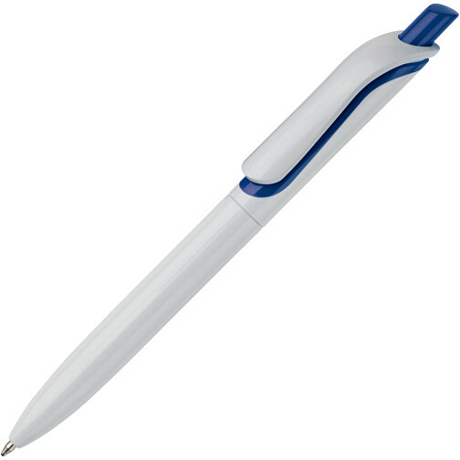 Kugelschreiber Modell Click Shadow - Hergestellt In Deutschland , weiß / dunkelblau, ABS, 14,30cm (Länge), Bild 2