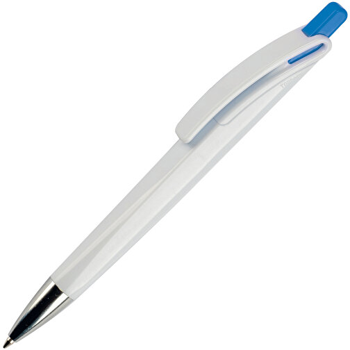 Kugelschreiber Riva Hardcolour , weiß / blau, ABS, 14,40cm (Länge), Bild 2