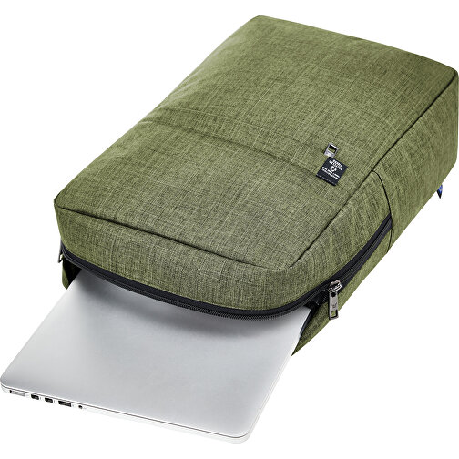 Notebook-Rucksack EUROPE , Halfar, grün-meliert, rPET melange, 12,00cm x 42,00cm x 28,00cm (Länge x Höhe x Breite), Bild 4