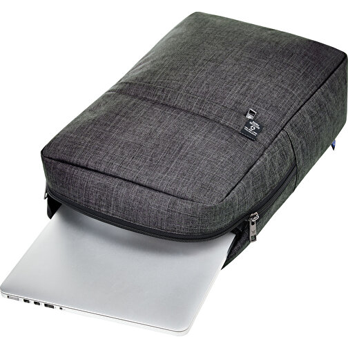 Notebook-Rucksack EUROPE , Halfar, grau meliert, rPET melange, 12,00cm x 42,00cm x 28,00cm (Länge x Höhe x Breite), Bild 4