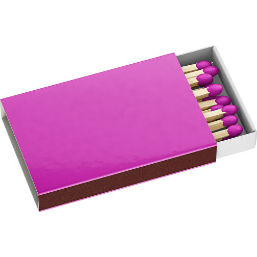 Streichholzschachtel 5,5 X 3,6 X 0,8 Cm , pink/weiß, Holz, Karton, 5,50cm x 0,80cm x 3,60cm (Länge x Höhe x Breite), Bild 1