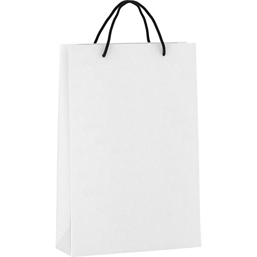 Tragetasche Basic 5 Mit Baumwollkordeln , schwarz/weiß, Kraftpapier, 24,00cm x 36,00cm x 9,00cm (Länge x Höhe x Breite), Bild 1