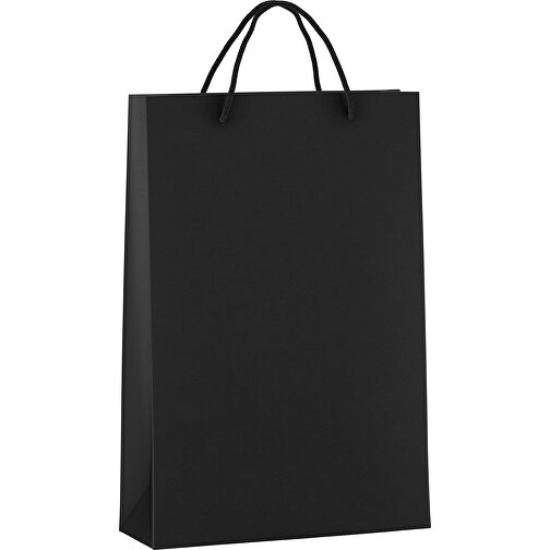 Tragetasche Basic 5 Mit Kunststoffkordeln , schwarz, Kraftpapier, 24,00cm x 36,00cm x 9,00cm (Länge x Höhe x Breite), Bild 1