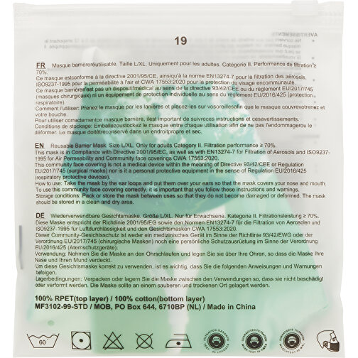 Verstellbarer Mund- Und Nasenschutz Aus Baumwolle & Recyceltem PET (Erwachsene) , schwarz, RPET / Baumwolle, 12,00cm x 19,00cm (Höhe x Breite), Bild 3