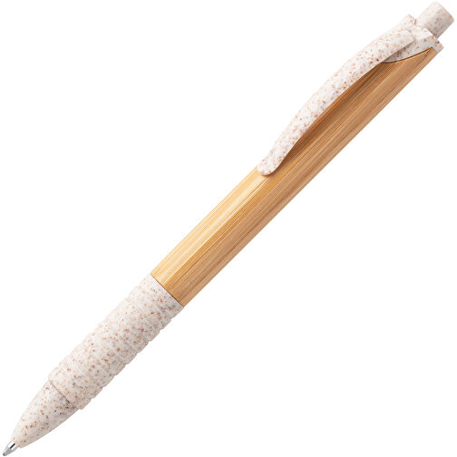 KUMA. Bambus-Kugelschreiber Mit Einem Anti-Rutsch-Clip , naturhell, Bambus. Weizenstrohfaser. ABS, , Bild 2