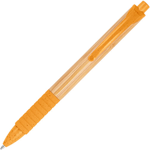 KUMA. Bambus-Kugelschreiber Mit Einem Anti-Rutsch-Clip , orange, Bambus. Weizenstrohfaser. ABS, , Bild 2
