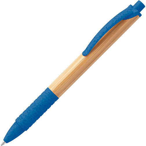 KUMA. Bambus-Kugelschreiber Mit Einem Anti-Rutsch-Clip , königsblau, Bambus. Weizenstrohfaser. ABS, , Bild 2