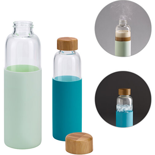 DAKAR. Flasche Aus Bambus Und Borosilikatglas 600 Ml , hellgrün, Borosilikatglas. Bambus, , Bild 2