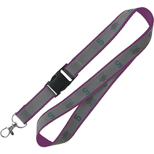 10 Mm Reflektierendes Lanyard , lila, Polyester, 92,00cm x 1,00cm (Länge x Breite), Bild 1