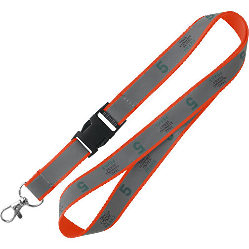 10 Mm Reflektierendes Lanyard , orange, Polyester, 92,00cm x 1,00cm (Länge x Breite), Bild 1