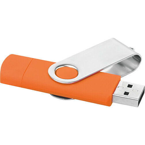 On The Go USB Stick , orange MB , 1 GB , ABS, Metall MB , 2.5 - 6 MB/s MB , 7,00cm x 1,10cm x 2,00cm (Länge x Höhe x Breite), Bild 2