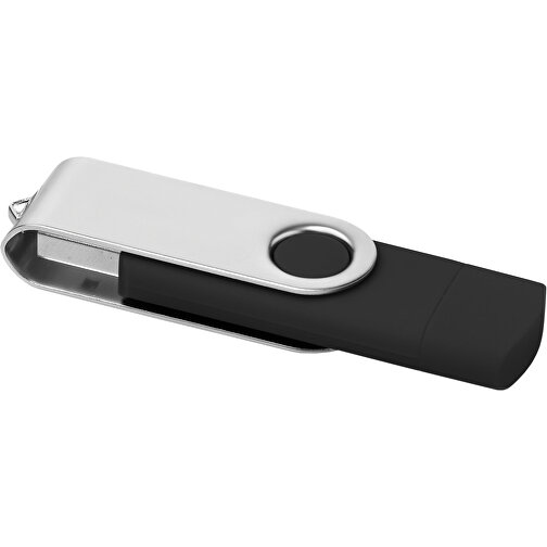 On The Go USB Stick , schwarz MB , 4 GB , ABS, Metall MB , 2.5 - 6 MB/s MB , 7,00cm x 1,10cm x 2,00cm (Länge x Höhe x Breite), Bild 1