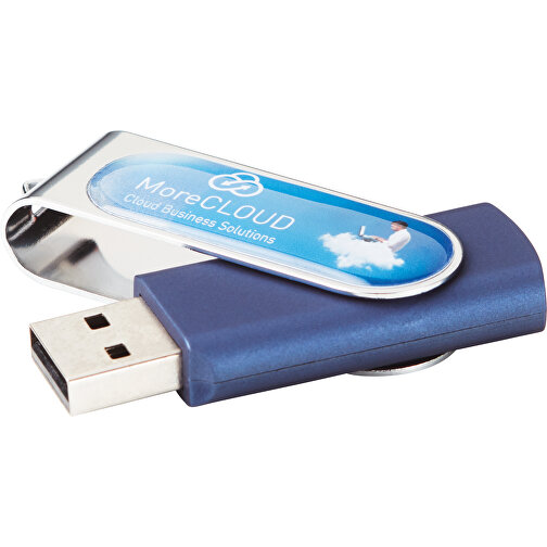 Techmate USB Stick Mit Fullcolor Doming , blau MB , 8 GB , ABS, Metall MB , 2.5 - 6 MB/s MB , 5,50cm x 1,00cm x 1,90cm (Länge x Höhe x Breite), Bild 1
