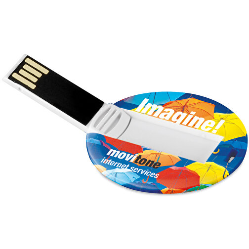 Runder USB Stick , weiss MB , 32 GB , ABS MB , 2.5 - 6 MB/s MB , 4,30cm x 0,30cm x 4,30cm (Länge x Höhe x Breite), Bild 1