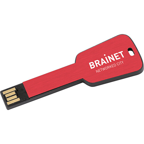 USB-Stick In Schlüsselform , rot MB , 1 GB , ABS, Aluminium MB , 2.5 - 6 MB/s MB , 7,68cm x 0,30cm x 2,80cm (Länge x Höhe x Breite), Bild 3