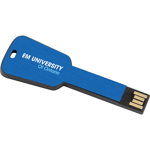 USB-Stick In Schlüsselform , blau MB , 8 GB , ABS, Aluminium MB , 2.5 - 6 MB/s MB , 7,68cm x 0,30cm x 2,80cm (Länge x Höhe x Breite), Bild 2