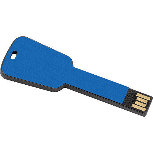 USB-Stick In Schlüsselform , blau MB , 16 GB , ABS, Aluminium MB , 2.5 - 6 MB/s MB , 7,68cm x 0,30cm x 2,80cm (Länge x Höhe x Breite), Bild 1