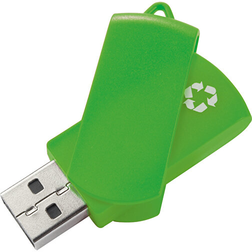 USB Stick Zum Heraus Drehen Aus 100% Recycling-Material , grün MB , 2 GB , ABS MB , 2.5 - 6 MB/s MB , 6,00cm x 1,05cm x 1,80cm (Länge x Höhe x Breite), Bild 2