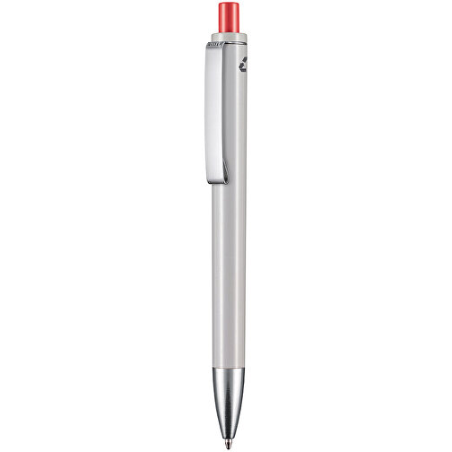 Kugelschreiber EXOS RECYCLED P , Ritter-Pen, grau/koralle, ABS u. Metall, 14,10cm (Länge), Bild 1