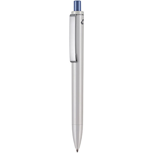 Kugelschreiber EXOS RECYCLED , Ritter-Pen, grau/azurblau, ABS u. Metall, 14,10cm (Länge), Bild 1